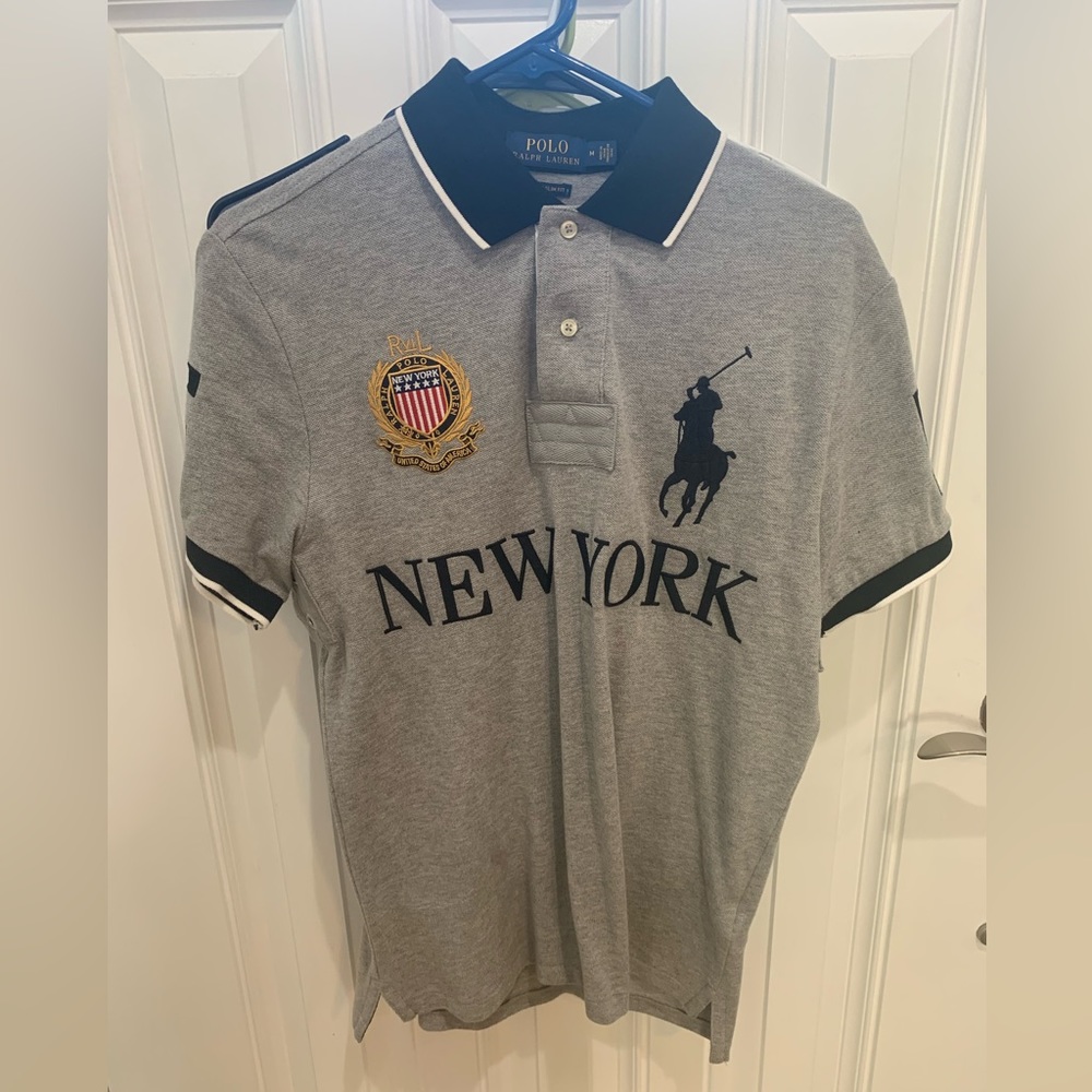 Polo by Ralph Lauren Gray & Navy New York Crest Polo Shirt